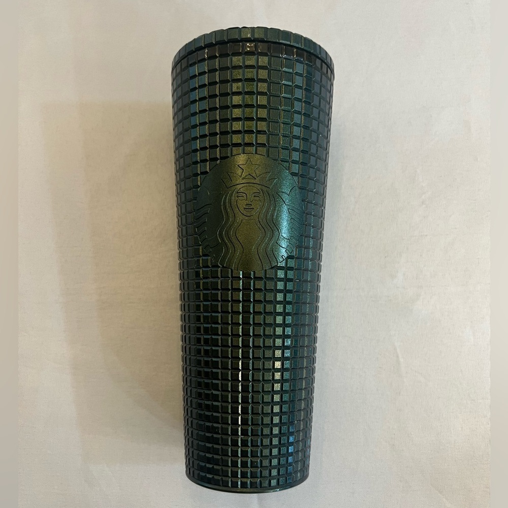 STARBUCKS Forest Green Square Studded Tumbler, No Straw, Venti 24oz.